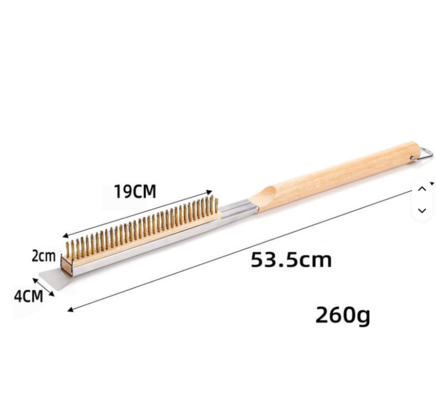 Stainless Steel Pizza Brush for Outdoor Stone Oven Cleaning Barbecue Grill Brush with Effective Bristles for Pizza Tools