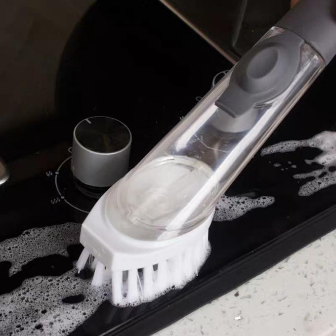 台所手持ち型の皿の洗浄鍋は自動石鹸の分配の皿のブラシの長いハンドルのきれいなブラシにブラシをかける